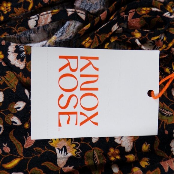 Knox Rose Black Long Sleeve Floral Top NWT Size XS #517 - Picture 12 of 14